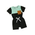 thumbnail image 1 of Bslissey Toddler Baby Boys Summer 2Pcs Outfits Short Sleeve Contrast Color T-shirt Tops + Elastic Waist Shorts 6M 12M 18M 24M 3T Infant Casual Shorts Sets, 1 of 9