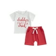 thumbnail image 1 of Bslissey Toddler Baby Boys Summer Clothes Short Sleeve Letter Print T-shirt Tops with Solid Color Shorts 2Pcs Outfits 6M 12M 18M 24M 3T 4T Kids Casual Short Pants Sets, 1 of 10