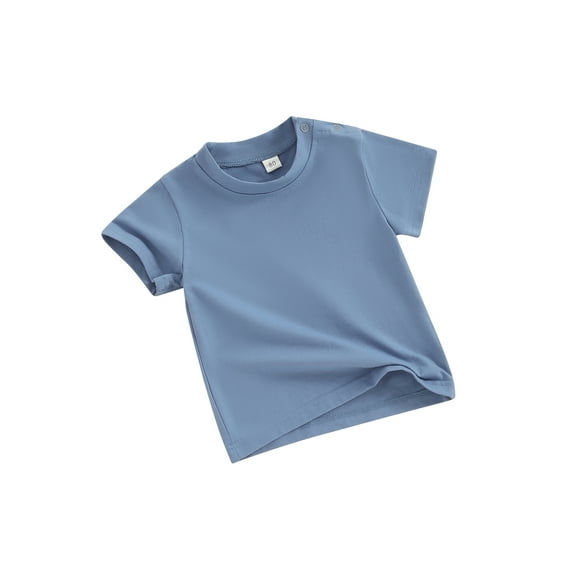 Bslissey Toddler Baby Boys T-shirts Short Sleeve Crew Neck Pullovers Casual Solid Color Tops 6M 12M 18M 24M 3T 4T Kids Loose Summer Clothes for Daily