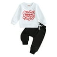 thumbnail image 1 of Bslissey Toddler Baby Boys Valentine's Day 2Pcs Outfits Long Sleeve Letter Print Sweatshirt + Drawstring Pants Sets Infant Casual Daily Clothes 0-3 Years, 1 of 10