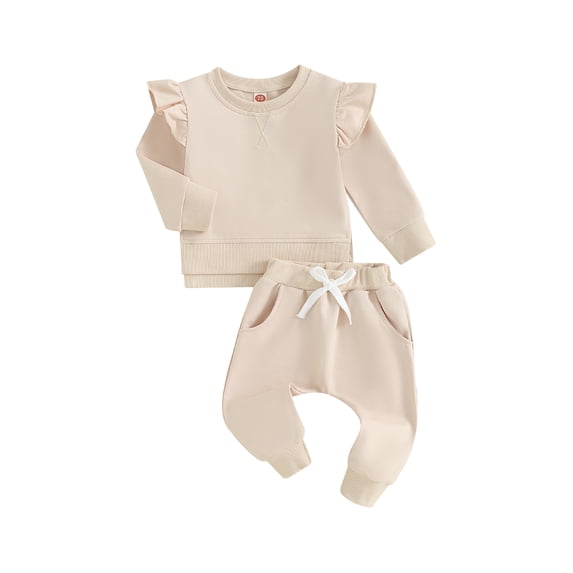 Bslissey Toddler Baby Girl Pants Sets Long Sleeve Cross Pattern Side Slit Sweatshirt + Solid Color Pants 2Pcs Outfits Infant Spring Fall Casual Clothes 0-3 Years