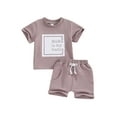 thumbnail image 1 of Bslissey Toddler Baby Girls 2Pcs Summer Outfits Short Sleeve Letter Print T-shirt with Elastic Shorts 6M 12M 18M 24M 3T Infant Casual Daily Shorts Sets, 1 of 9