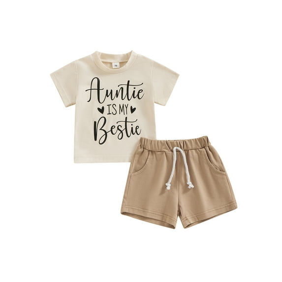 Bslissey Toddler Baby Girls 2Pcs Summer Outfits Short Sleeve Letter Print T-shirt with Elastic Waist Shorts 6M 12M 18M 24M 3T Infant Casual Short Pants Sets