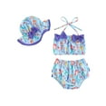 thumbnail image 1 of Bslissey Toddler Baby Girls 3Pcs Swimsuit Strawberry Print Sleeveless Halter Neck Tank Tops + Elastic Shorts + Swim Hat 0-3T Infant Summer Cute Bathing Suit for Beach, 1 of 9