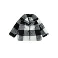 thumbnail image 1 of Bslissey Toddler Baby Girls Boys Plush Jacket Plaid Print Long Sleeve Lapel Button Cardigan Coat Infant Fall Winter Casual Fleece Outerwear for Daily 6 Months-3 Years, 1 of 9