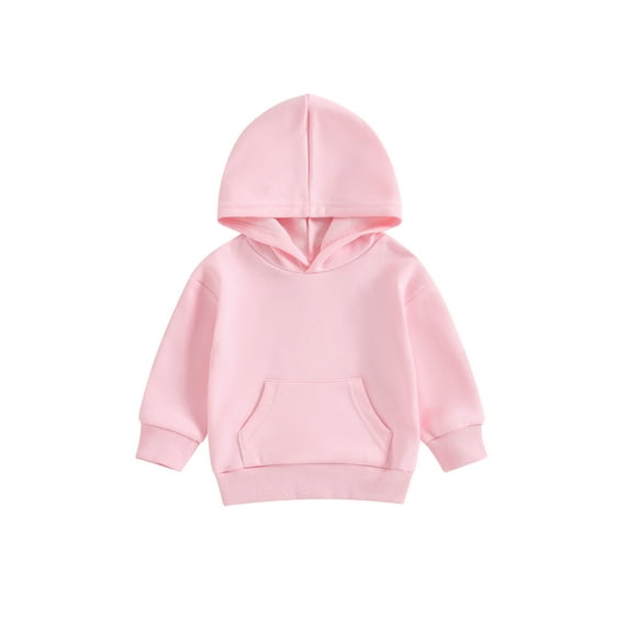 Bslissey Toddler Baby Girls Boys Solid Color Hoodies Clothes Kids Long Sleeve Hooded Sweatshirt with Pocket Spring Fall Casual Pullover Tops 6M 12M 18M 24M 3T 4T