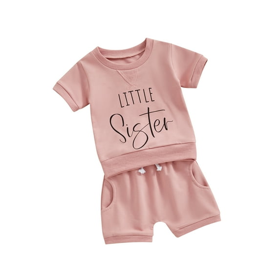 Bslissey Toddler Baby Girls Casual Shorts Sets 3M-3T Short Sleeve Letter Print T-shirt with Elastic Waist Shorts 2Pcs Outfits Infant Casual Summer Daily Clothes