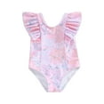 thumbnail image 1 of Bslissey Toddler Baby Girls One Piece Swimsuit Floral Print Flying Sleeve Crew Neck Bikini Swimwear 6M 12M 18M 24M 3T 4T Kids Sweet Bathing Suit Summer Beach Wear, 1 of 8