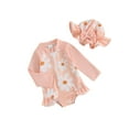 thumbnail image 1 of Bslissey Toddler Baby Girls Summer One Piece Swimsuit Long Sleeve Strawberry/Flower Print Romper Swimwear Infant Crew Neck Zipper Bikini Bathing with Hat 3M-3T, 1 of 9