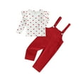 thumbnail image 1 of Bslissey Toddler Baby Girls Valentine's Day 2Pcs Outfits Heart Print Long Sleeve Tops + Suspender Pants Overalls 6M 12M 18M 24M 3T 4T Kids Casual Long Pants Sets, 1 of 10