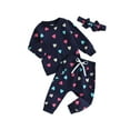 thumbnail image 1 of Bslissey Toddler Baby Girls Valentine's Day 2Pcs Outfits Sweet Heart Print Long Sleeve Sweatshirt + Long Pants + Headband 6M 12M 18M 24M 3T Infant Casual Clothes Set, 1 of 8