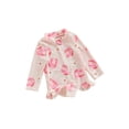 thumbnail image 1 of Bslissey Toddler Baby Rash Guard Swimsuit Romper Flower Print Long Sleeve Ruffles Zipper Bathing Suit 6M 12M 18M 24M 3T 4T Kids Summer Cute One Piece Swimwear Beach Wear, 1 of 8