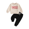 thumbnail image 1 of Bslissey Toddler Boys 2Pcs Valentine's Day Outfits Long Sleeve Letter Print Sweatshirt and Elastic Pants 3M 6M 12M 18M 24M 3T Infant Baby Boys Casual Daily Clothes, 1 of 10