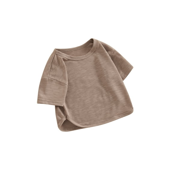 Bslissey Toddler Boys Girls Casual T-shirts Short Sleeve Crew Neck Pullovers Infant Baby Solid Color Shirts Kids Summer Tops for Daily Life 3M 6M 9M 12M 18M 24M 3T 4T