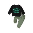 thumbnail image 1 of Bslissey Toddler Boys Ireland Festival Outfits Long Sleeve Clover Letter Print Sweatshirt and Elastic Waist Pants 6M 12M 18M 24M 3T Infant Casual Long Pants Set, 1 of 9