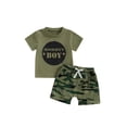 thumbnail image 1 of Bslissey Toddler Boys Summer Shorts Sets Little Boy Short Sleeve Letter Print T-shirt Tops + Camouflage Print Shorts 3M 6M 12M 18M 24M 3T 4T 5T Kids Casual 2Pcs Outfits, 1 of 9