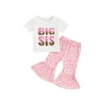 thumbnail image 1 of Bslissey Toddler Girls Long Pants Sets Short Sleeve Doughnut Letter Print T-shirt + Candy Print Flare Pants  2Pcs Outfits Infant Casual Cute Clothes 6M-4T, 1 of 9