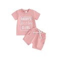 thumbnail image 1 of Bslissey Toddler Girls Shorts Set Short Sleeve Letter Print Crew Neck T-shirt Tops + Elastic Waist Shorts 2Pcs Outfits Infant Casual Daily Clothes 3M 6M 12M 18M 24M 3T, 1 of 9