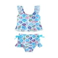 thumbnail image 1 of Bslissey Toddler Girls Swimsuit 2Pcs Bikini Outfits Fish Scales Print Sleeveless Vest + Ruffle Shorts Set Infant Cute Swimwear 6M-4T Kids Summer Bathing Suits Beach Wear, 1 of 9