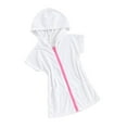 thumbnail image 1 of Bslissey Toddler Kids Girls Swim Cover Up Solid Color Short Sleeve Zipper Hooded Bathrobe Little Girls Casual Summer Bathing Suit Beach Cover-up 1T 2T 3T 4T 5T 6T 7T 8T, 1 of 9