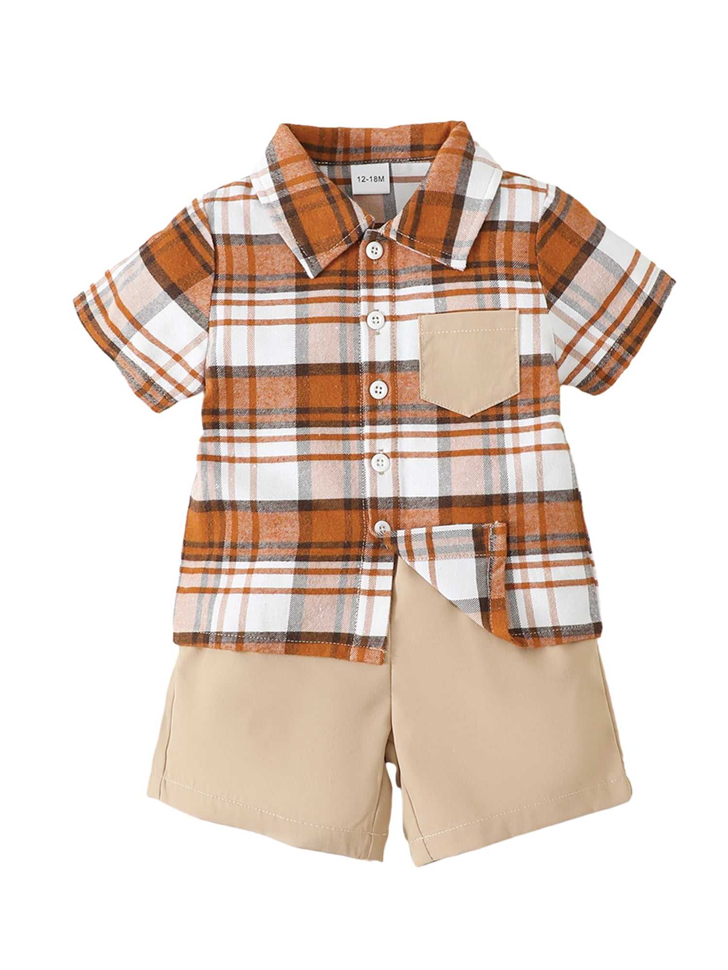 Leisure Summer Clothes Plaid Short Sleeve T-Shirts And Pants  Baby Boys Clothes