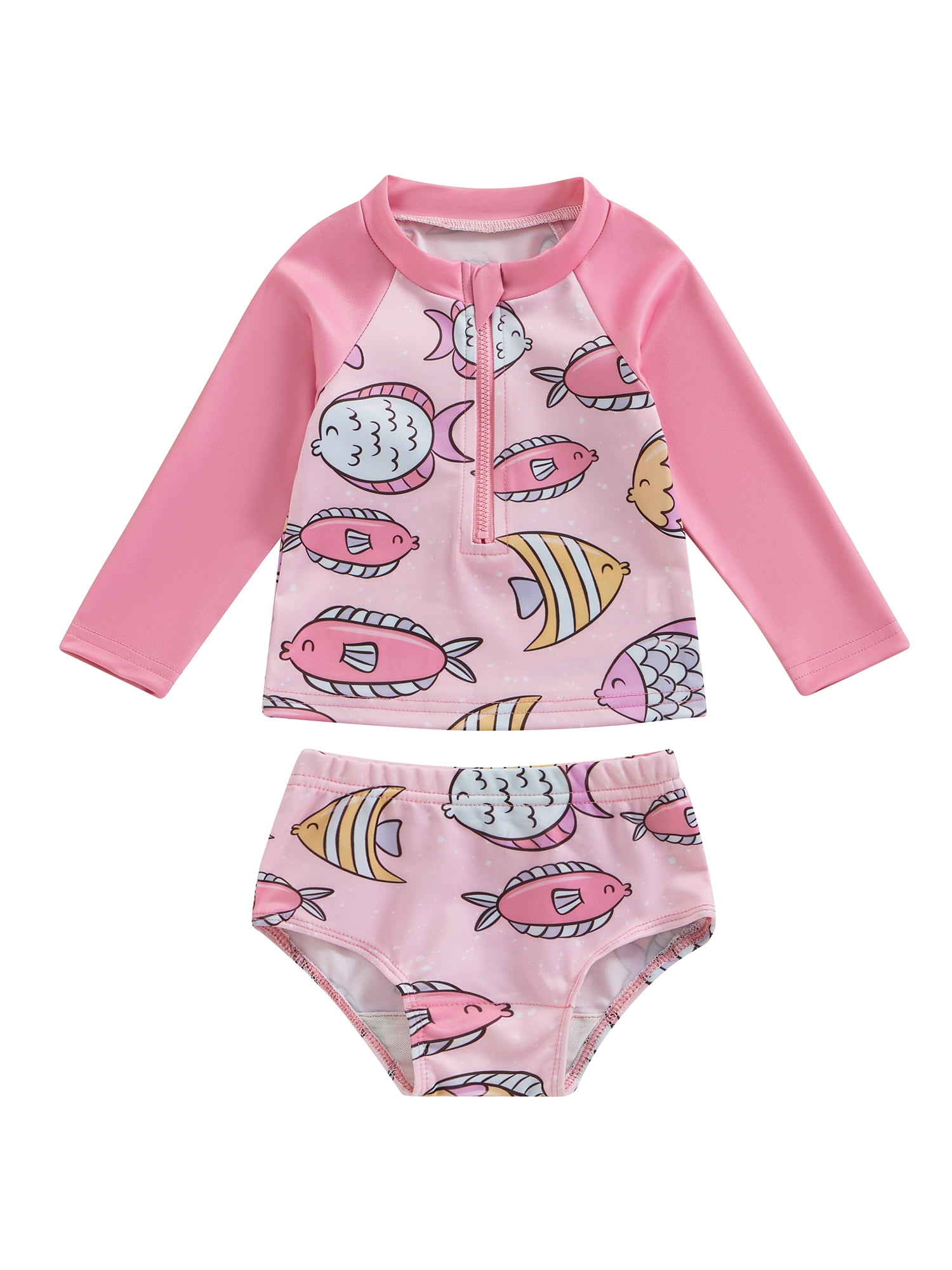 Bslissey Toddler Little Girls 2Pcs Rash Guard Swimsuits Fish/Shell ...