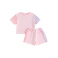 thumbnail image 1 of Bslissey Toddler Little Girls Boys Summer Outfits Contrast Color Short Sleeve T-shirt with Elastic Waist Shorts 2T 3T 4T 5T 6T Kids Casual Shorts Sets for Daily Sports, 1 of 9