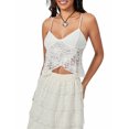 thumbnail image 1 of Bslissey Women's Lace Crop Cami Tops Sleeveless Deep V-neck Solid Color Spaghetti Strap Vest Ladies Summer Fashion Wrap Hem Camisole, 1 of 8