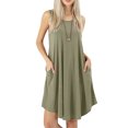 thumbnail image 1 of Bslissey Women's Summer Mini Dress Sleeveless Crew Neck Loose Tank Dress Solid Color Flowy Swing Short Dress for Daily Beach Streetwear, 1 of 2