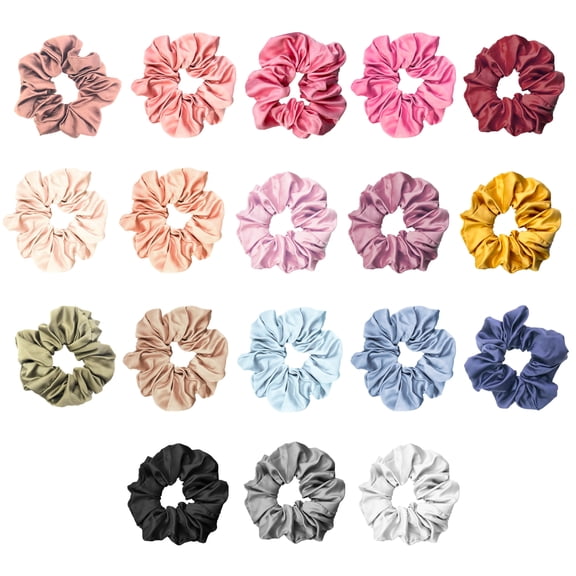 Bsofer Large Satin Scrunchies 18 Colors - Hair Scrunchies for Women & Girls,Hair Ties No Damage Gentle Ponytail Holders for Thick, Thin & Curly Hair
