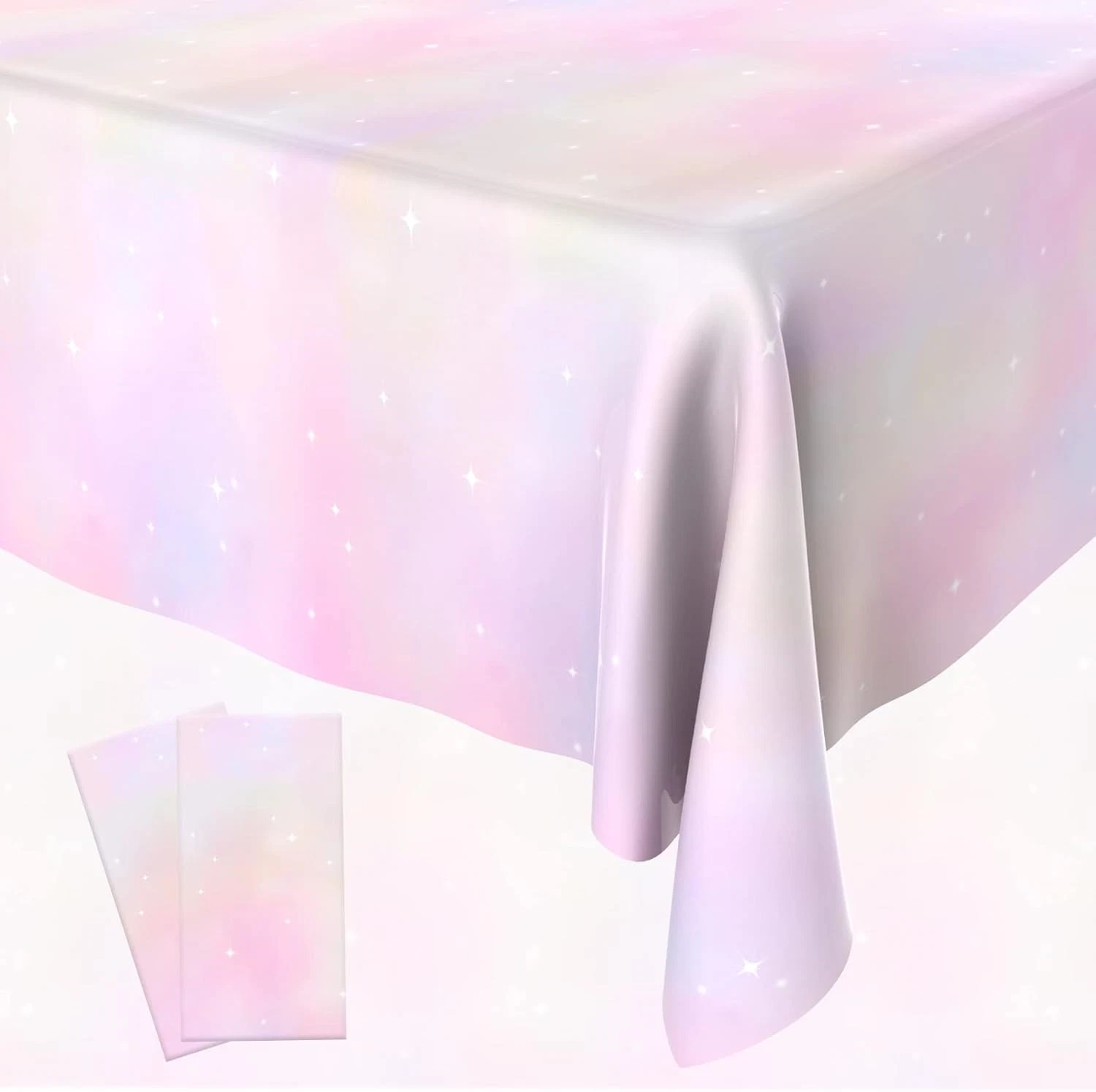 Bsofing 2Pc Pastel Rainbow Disposable Tablecloth 108X54 Waterproof Party Cover