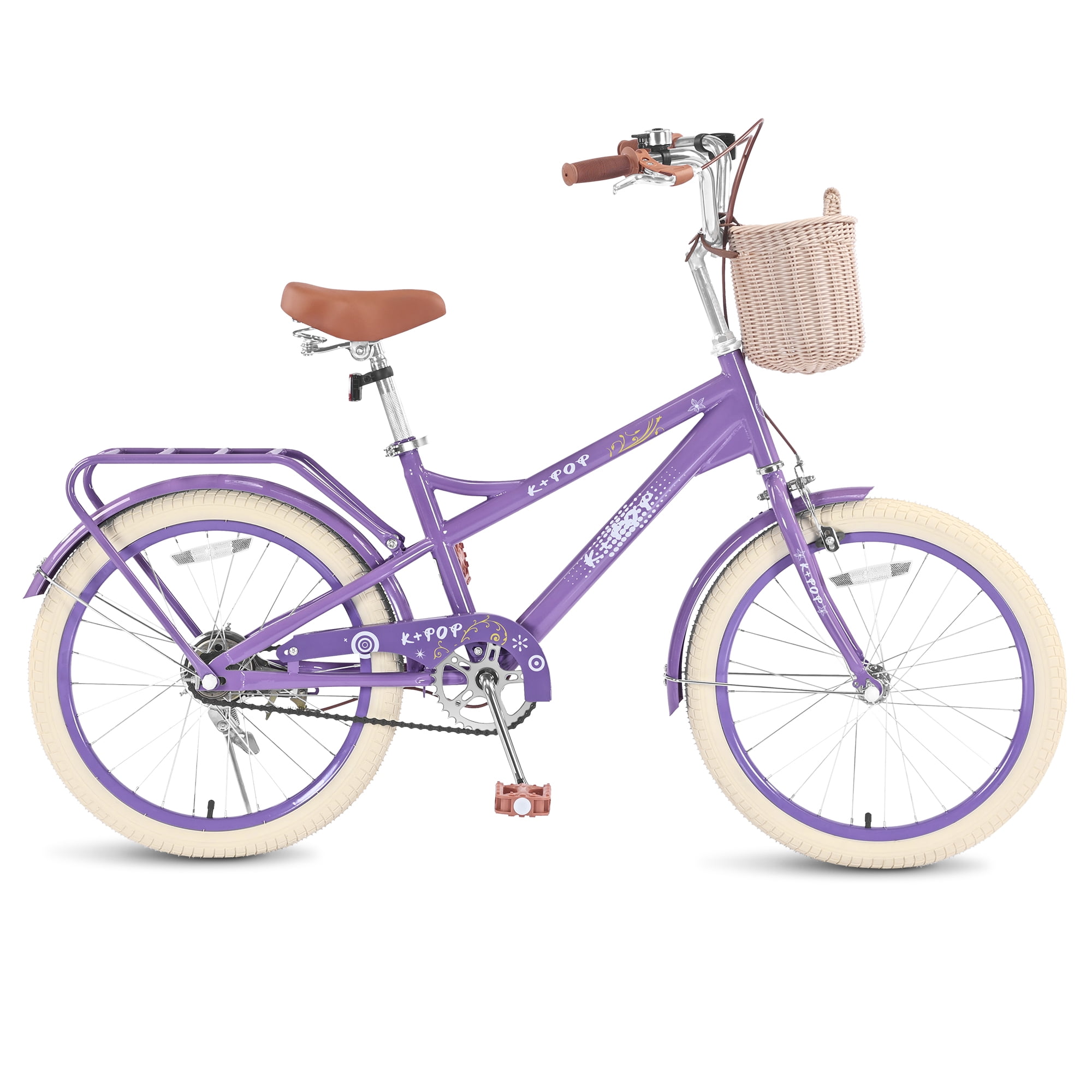 Bstjewey 20 Inch Girls Bike with Basket, Cruiser Bike for Kids Ages 7-12