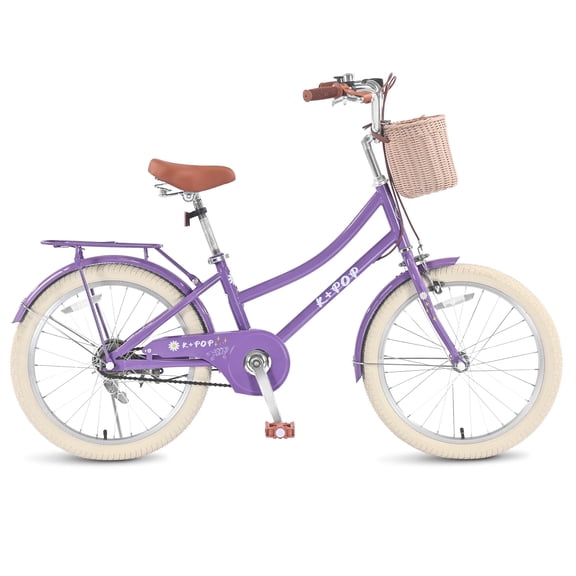 Bstjewey 20 Inch Girls Bike with Basket, Dual Brakes, Adjustable Seat, Ages 7-13