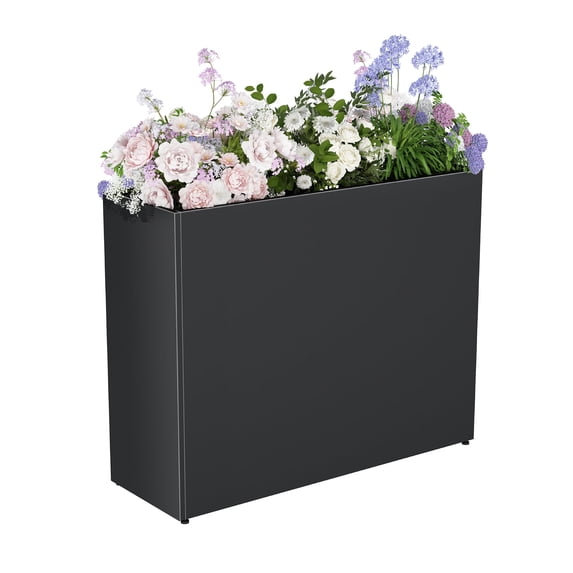 Bstjewey 30" Tall Metal Planter Box for Outdoor Plants, Large Rectangular All-Weather Raised Bed with Drainage Holes & Removable Shelf, Modern Decor for Trees, Flowers, Small Plants