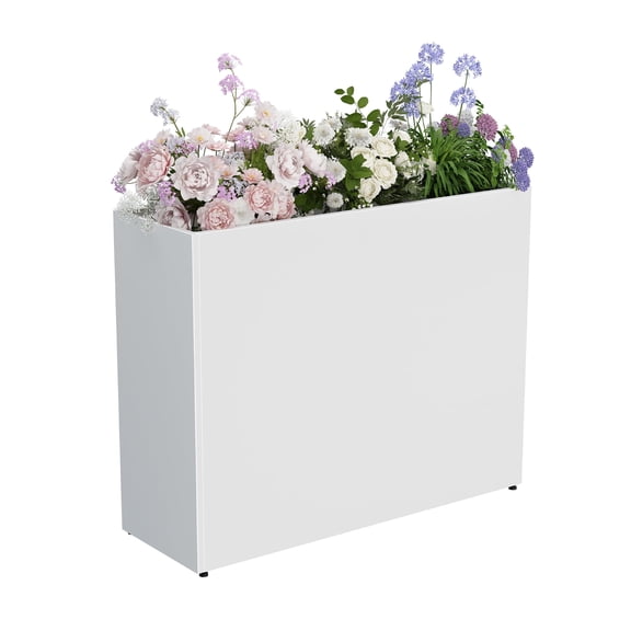 Bstjewey 30" Tall Metal Planter Box for Outdoor Plants, Large Rectangular All-Weather Raised Bed with Drainage Holes & Removable Shelf, Modern Decor for Trees, Flowers, Small Plants