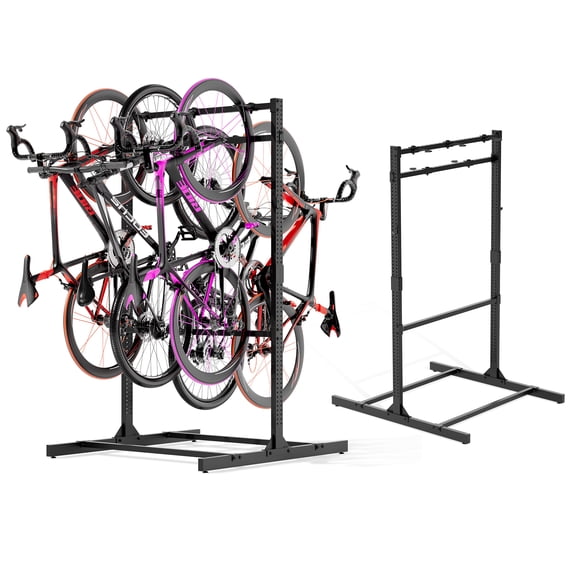 Bstjewey 600Lbs Max Load Heavy Duty Metal Freestanding Bike Stand for 6 bikes,Bicycle Storage Rack Adjustable Height,Durable