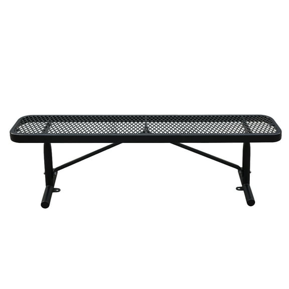 Bstjewey 6ft Heavy Duty Metal Park Bench, Outdoor Backless Bench with Portable Frame, Commercial Bench for Mall, Store, Patio, Black