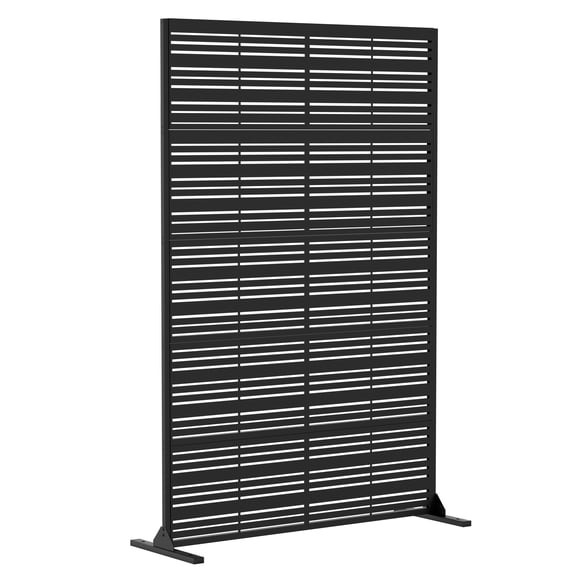 Bstjewey 72" H x 47" W Matte Black Metal Outdoor Panel Privacy Screen