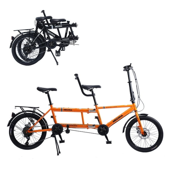 Bstjewey Folding Tandem Bike, 20 Inch 7-Speed 2-Person Cruiser with Disc Brakes