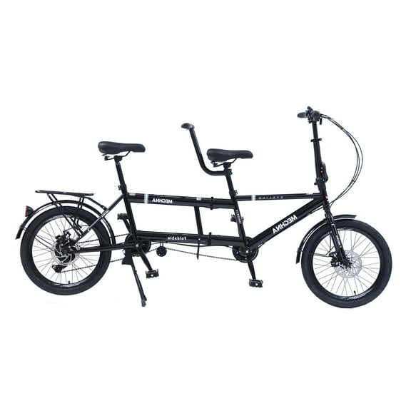 Bstjewey Folding Tandem Bike, 20 Inch 7-Speed 2-Person Cruiser with Disc Brakes