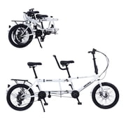 Bstjewey Folding Tandem Bike, 20 Inch 7-Speed 2-Person Cruiser with Disc Brakes