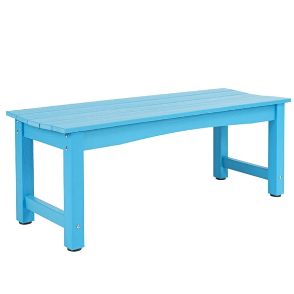 Bstjewey Outdoor 2-Person Patio Bench, Poly Lumber, Teak Wood Grain