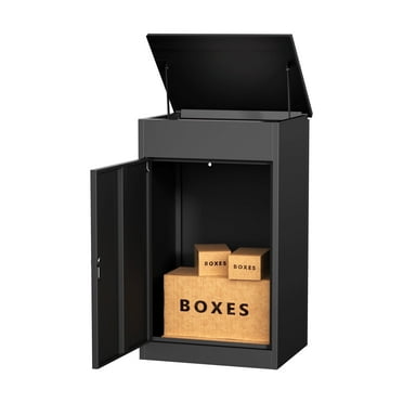 Bstjewey Small Black Cold-Rolled Steel Locking Rural 1-Slot Parcel Drop Mailbox, Fade Proof
