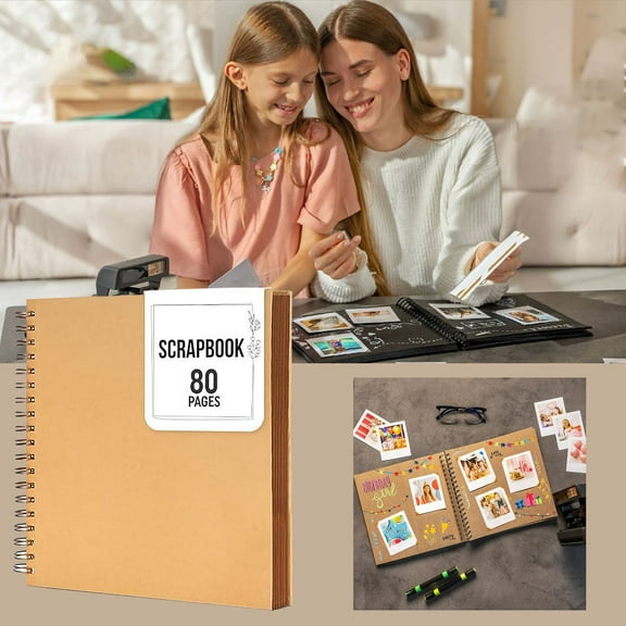 Bstorify Scrapbook Album Brown Thick Paper Photo Album Scrapbook Memory Book Ideal For Your Scrapbooking Albums Art & Craft Projects Office cabinet