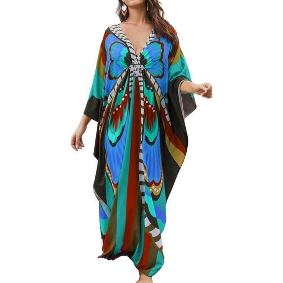 Bsubsach Caftan for Women Bathing Suit Cover Up Plus Size Animal Print Beach Dress Summer Outfits