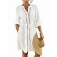 thumbnail image 1 of Bsubseach Bathing Suit Cover Up for Women Button Down Dress Drawstring Swim Coverups with Pockets, 1 of 5