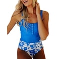 thumbnail image 1 of Bsubseach Bikini Women Button Split Swimsuit Square Neck Printed Swimsuit High Waisted, 1 of 4