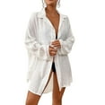 thumbnail image 1 of Bsubseach Blouse Tops Swim Cover Ups for Women Button Down Beach Shirt Dress Bathing Suit Cover Ups for Swimwear Bikini White, 1 of 14