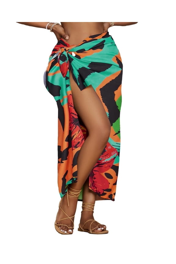Colorful Florals Pareo Wrap Sarong, Swimsuit Cover-Up (Women's)
