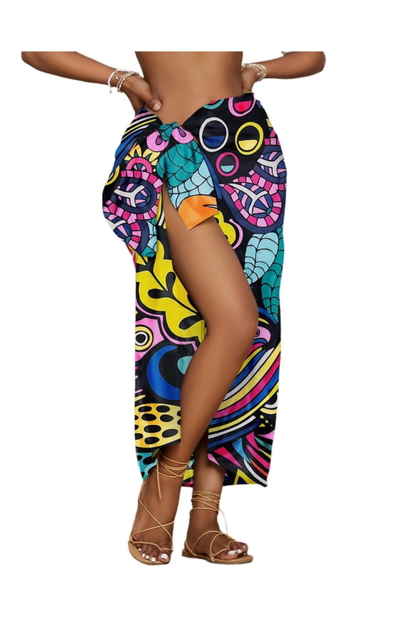 Colorful Florals Pareo Wrap Sarong, Swimsuit Cover-Up (Women's)